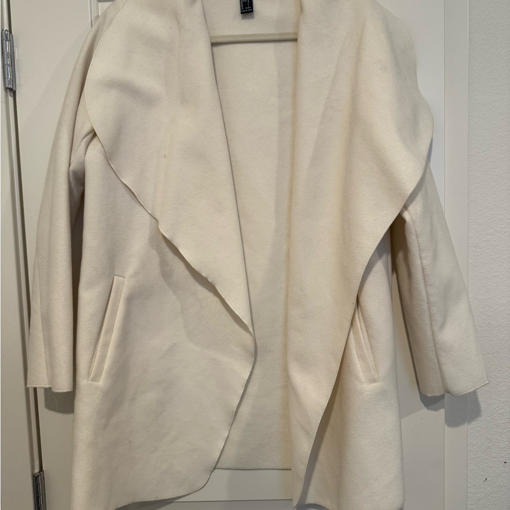 Forever 21 Cream coat with Waterfall Collar